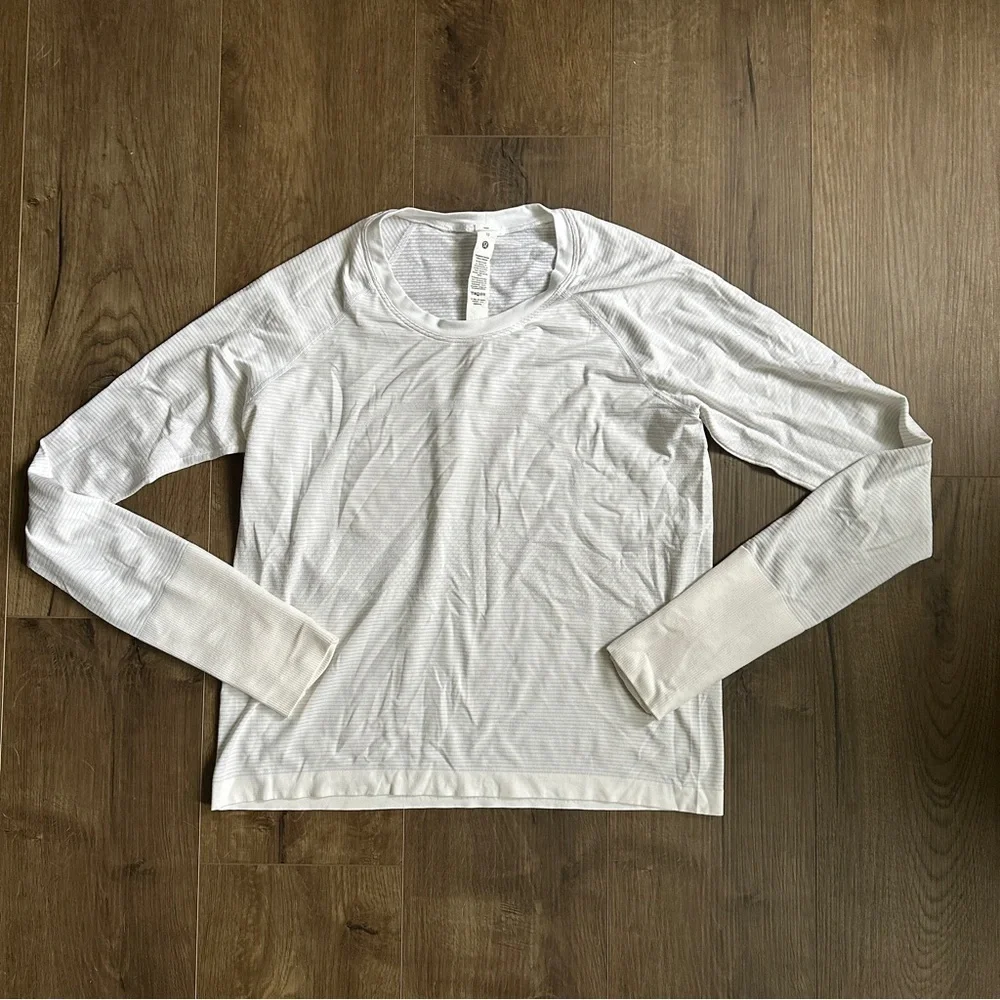 Lululemon Swiftly Tech Long Sleeve Shirt 2.0 Race Length - Size 10 - White - Picture 5 of 10
